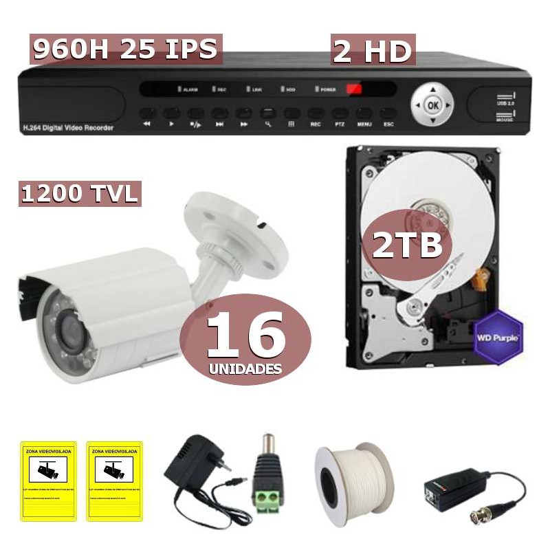 Kit videovigilancia 16 cámaras asequible