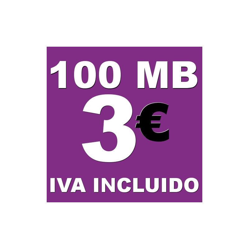 BONO 100MB 4G LTE por 3 euros iva incluido