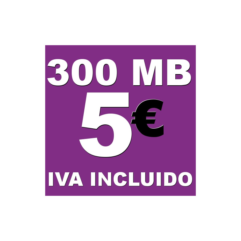 BONO 300MB 4G LTE por 5 euros iva incluido