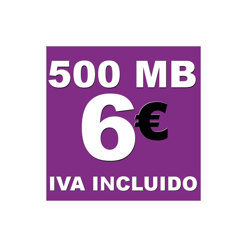 BONO 500MB 4G LTE por 6 euros iva incluido
