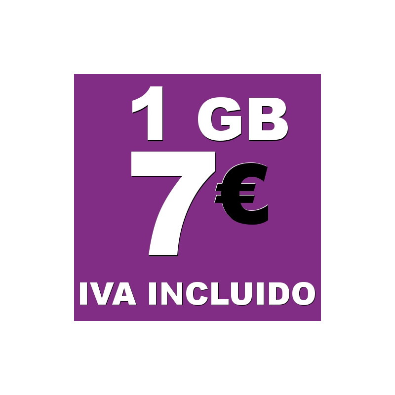BONO 1GB 4G LTE por 7 euros iva incluido