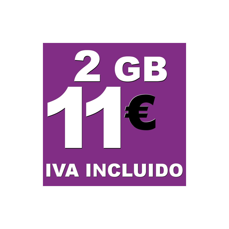 BONO 2GB 4G LTE por 11 euros iva incluido