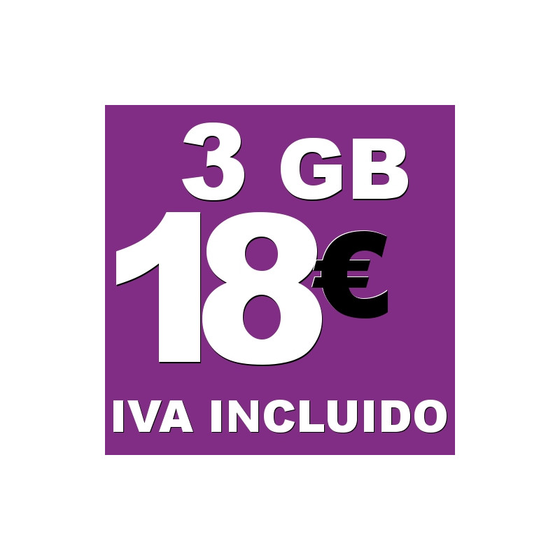 BONO 3GB 4G LTE por 18 euros iva incluido