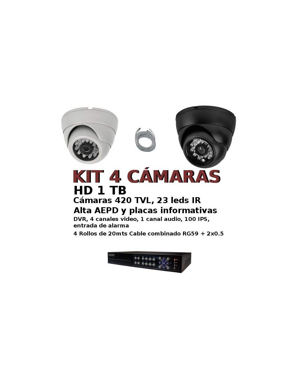 Kit CCTV 4 cam econ con entrada alarmas
