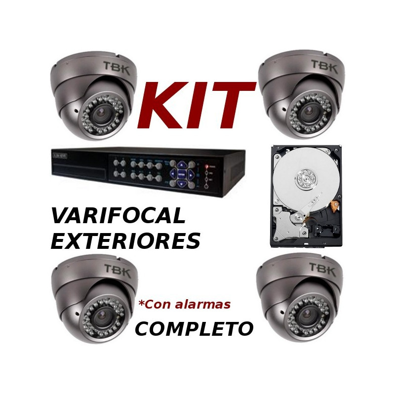 Kit videovigilancia exteriores completo con alarmas