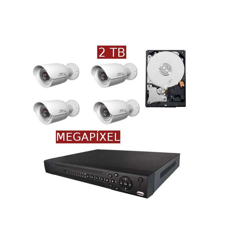 Kit videovigilancia megapíxel KITMEGA4BULL